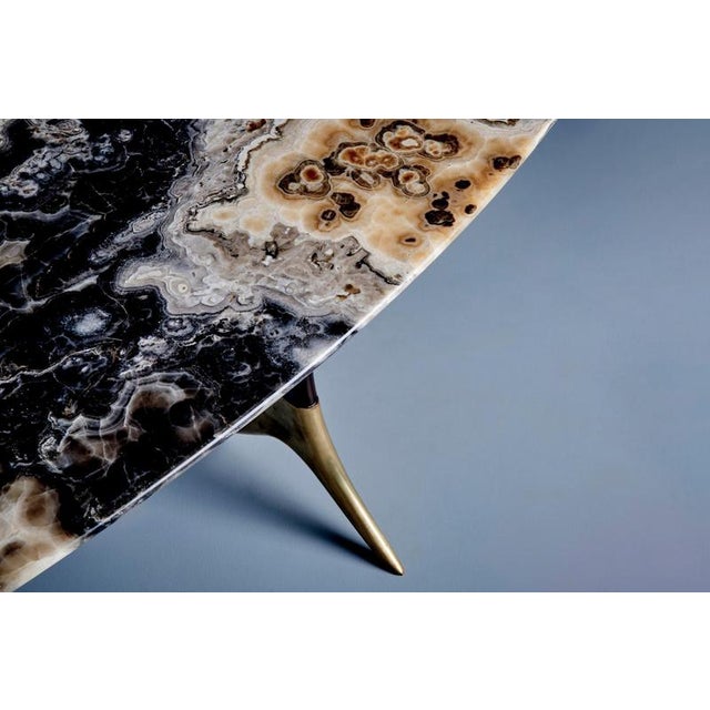 Coffee Table with Polished Onyx Top attributed to Guglielmo Ulrich, 1950s For Sale - Image 10 of 11