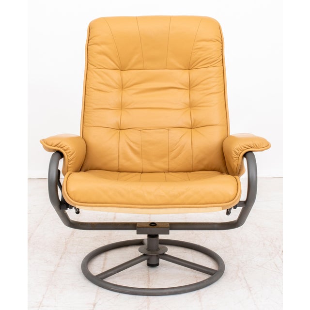 Early 20th Century ChairWorks Reclining Swivel Armchair & Ottoman For Sale - Image 5 of 10