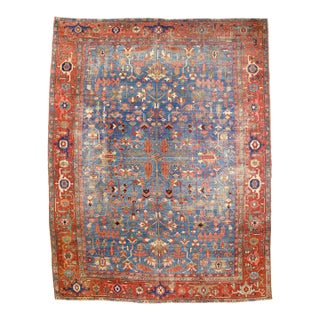 Antique Persian Heriz Serapi Rug 9’6” X 12’4” For Sale