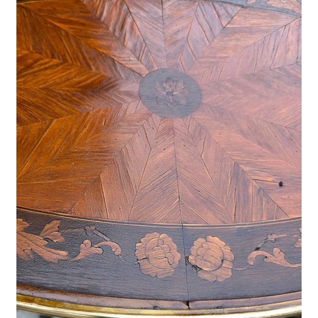 19th Century Antique 19th Century Pair of Louis XV Style Marquetry Side Table With Gilt Bronze Accents For Sale - Image 5 of 13