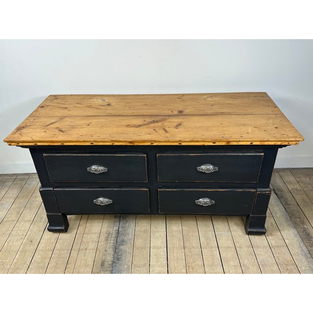 Low Chest of Drawers in Pitch Fir, 1920s For Sale - Image 6 of 9