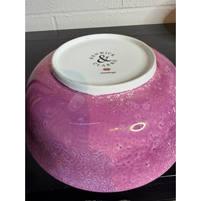 Pink Vintage Fornasetti Style Pink Splash Luster Serving Bowl For Sale - Image 8 of 9