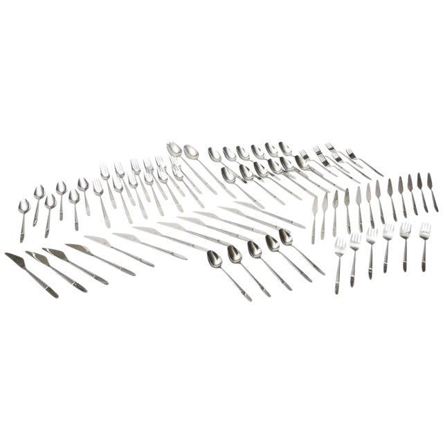 1960's Stainless Steel Flatware of Helmut Adler for Amboss, Austria Set of 73 PIeces For Sale