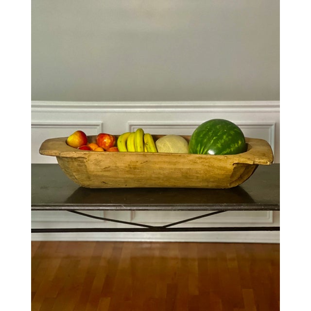 19th Century Primitive Swedish Hand-Carved Trough Style Wooden Dough Bowl For Sale - Image 12 of 12