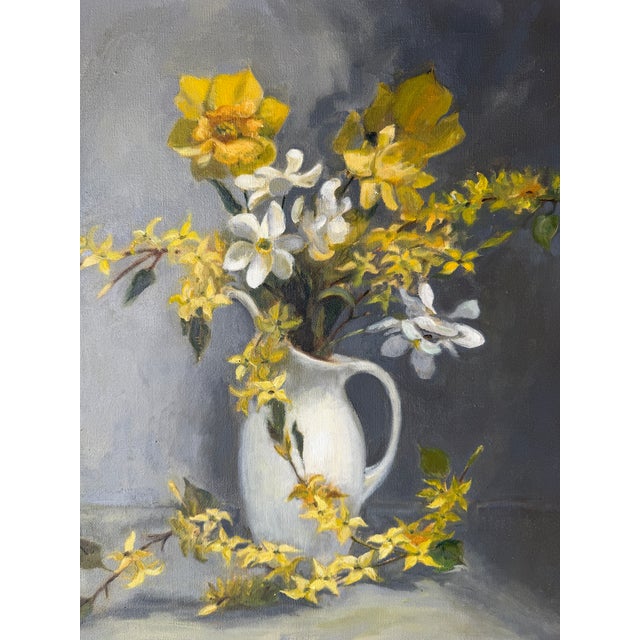 1960s 1960s Vintage Marion Maas Floral Still Life Oil on Canvas Painting, Framed For Sale - Image 5 of 12