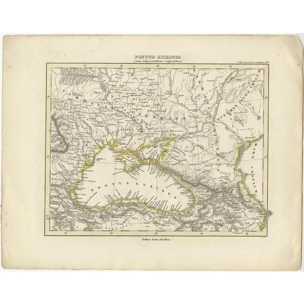 Antique map titled 'Pontus Euxinus'. Old map of the black sea and surroundings originating from 'Orbis Terrarum Antiquus...