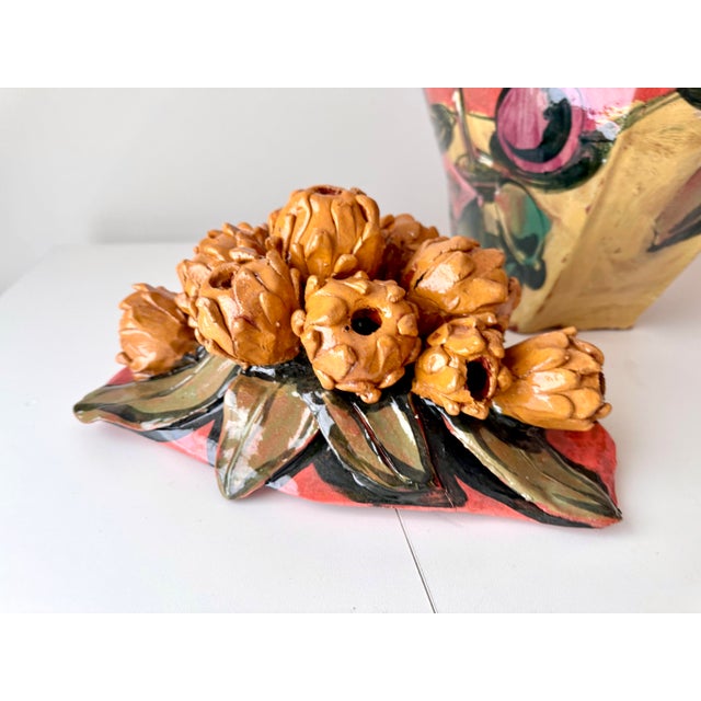 Late 20th Century Prickly Pear Flower Sculptural Lidded Vessel For Sale - Image 9 of 12