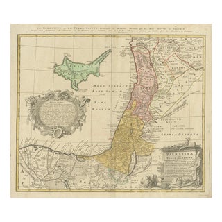 Hand-Colored Holy Land Map of Palestine from Homann Heirs, 1744 For Sale