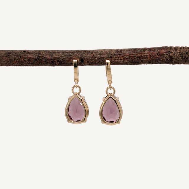 2020s Genuine 12.8cts Amethyst Levertops in Solid 14k Yellow Gold-Set of 2 For Sale - Image 5 of 5