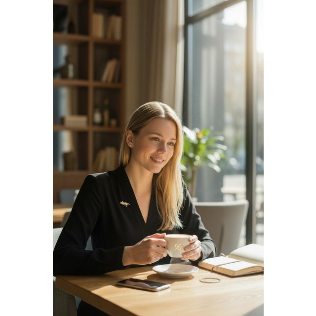 Charming and expressive, this playful cat brooch is crafted in solid 14K yellow gold and finished with a refined satin...