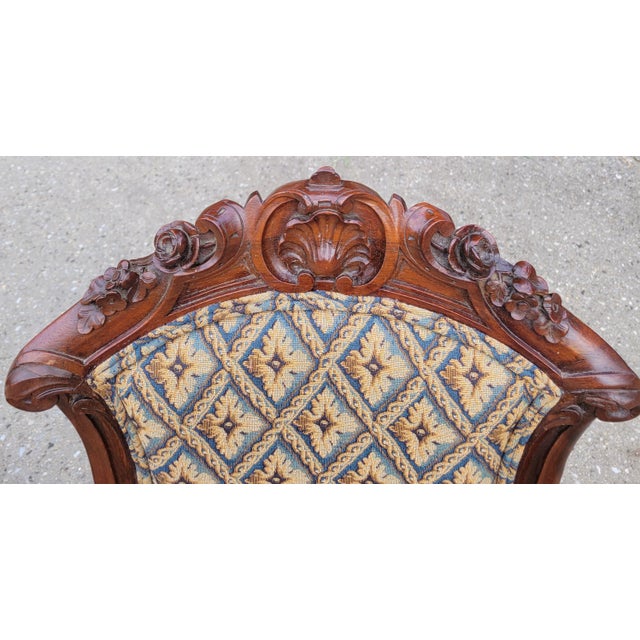 Late 19th Century Victorian Carved Rosewood Parlor Chairs For Sale - Image 9 of 15