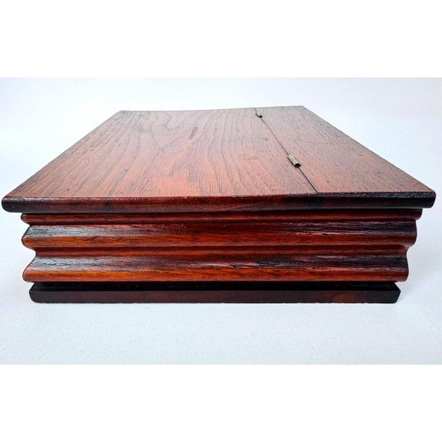 Mid 20th Century Vintage Hardwood Document Box With Hinged Lid For Sale - Image 5 of 12