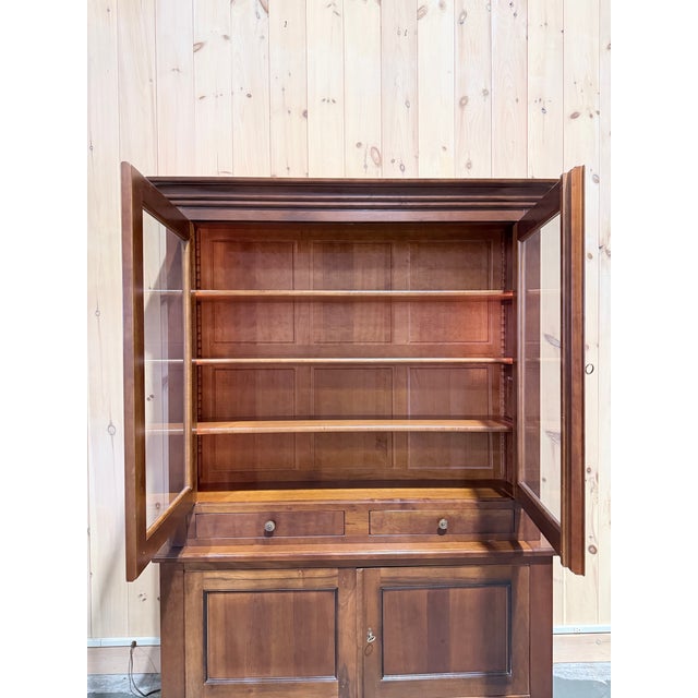 1990s 1990s Elegant French Walnut Display Hutch Cabinet For Sale - Image 5 of 12