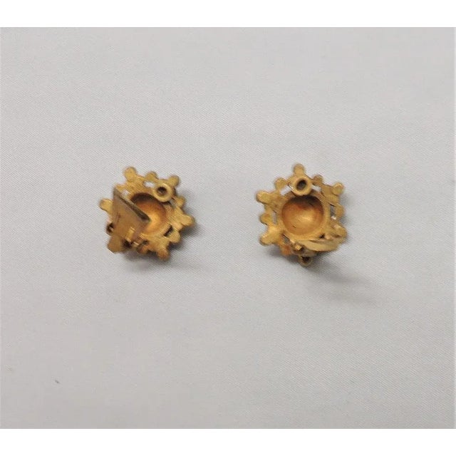 Vintage Signed DeNicola Faux-Pearl & Rhinestone Clip Earrings - 2 Pieces For Sale - Image 4 of 9