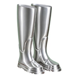 Pop Art Life Size Chrome Metal Wellington Boots, Set of 2 For Sale