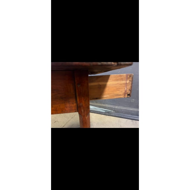 Antique Farm House Country Table Desk With 4 Stretcher Base and Side Drawer For Sale In New York - Image 6 of 11