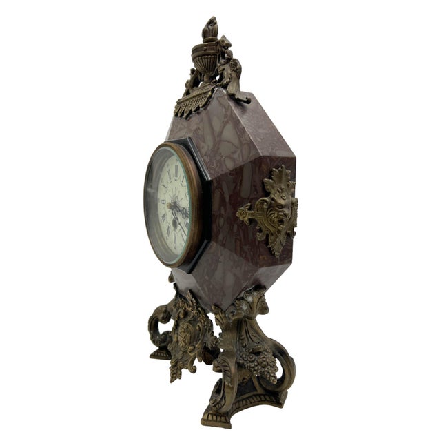 Late 19th Century French Rococo Revival Marble Mantle Clock, Late 19th Century For Sale - Image 5 of 12