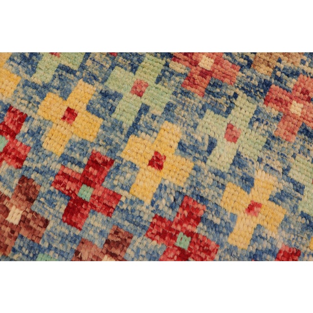 Textile Shabby Chic Balochi Blue/Red Wool Rug - 3'4''x5'1'' For Sale - Image 7 of 11