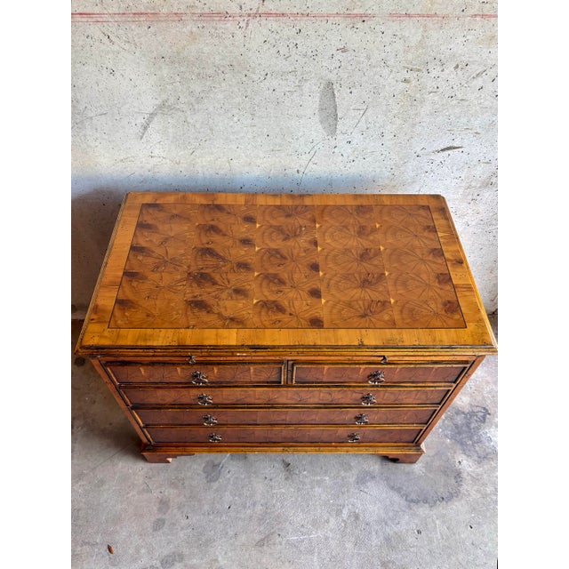 Wood Vintage Chippendale-Style Chest of Drawers With End-Grain Veneer, 1970s For Sale - Image 7 of 9