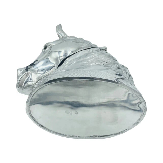 Metal Vintage Equestrian Horse Head Champagne Ice Bucket Cooler Silverplate For Sale - Image 7 of 10