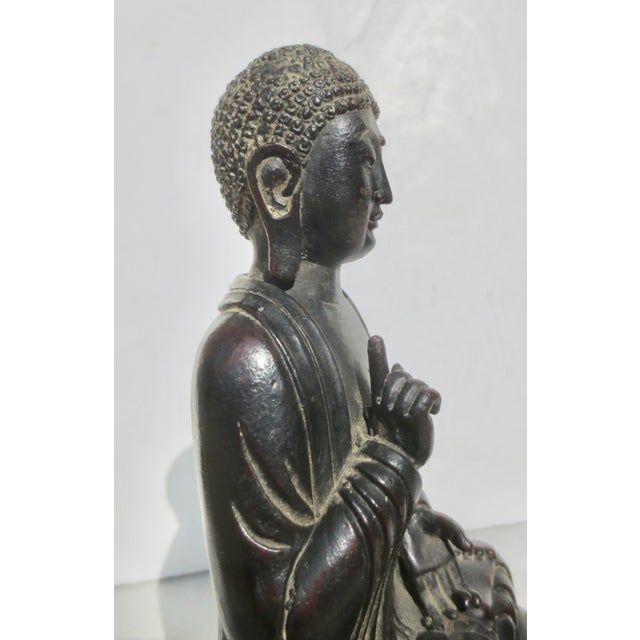 Burnt Umber Liao Dynasty Style Seated Buddha For Sale - Image 8 of 12