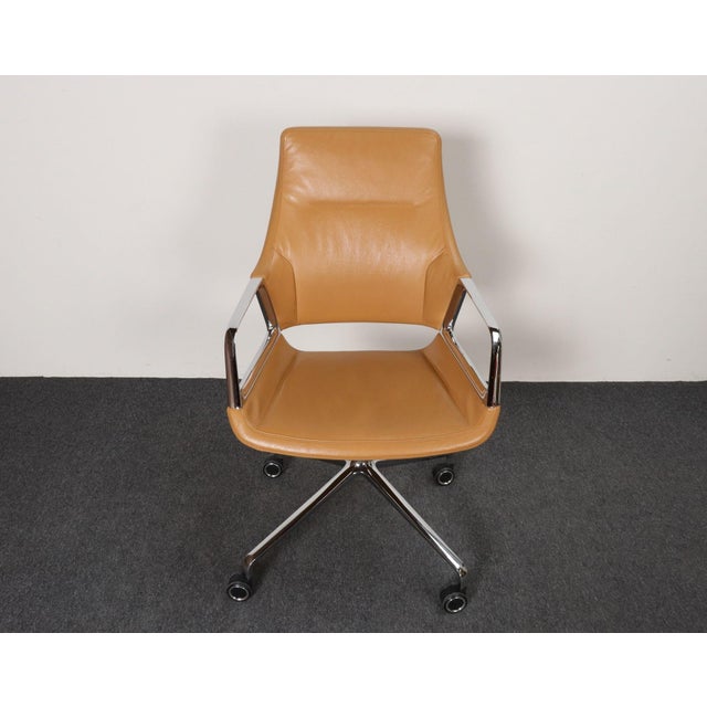 Contemporary German Leather and Chrome Desk / Conference Chair by Jehs + Laub for Wilkhahn For Sale - Image 3 of 18