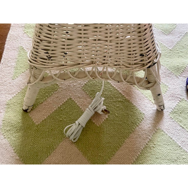 Antique Early 20th Century White Woven Wicker Sanding Lamp For Sale - Image 10 of 10