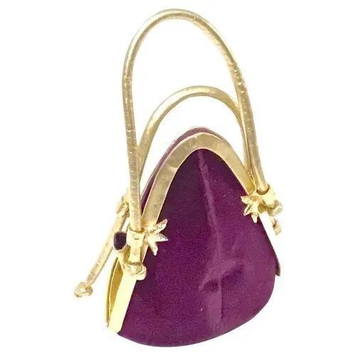Christian Lacroix silk velvet evening handbag with adjustable straps. Purple velvet delta shaped clamshell style handbag....