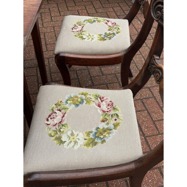 Antique Mahogany Drop Leaf Dining Table and Chairs, Set of 7 For Sale - Image 18 of 18