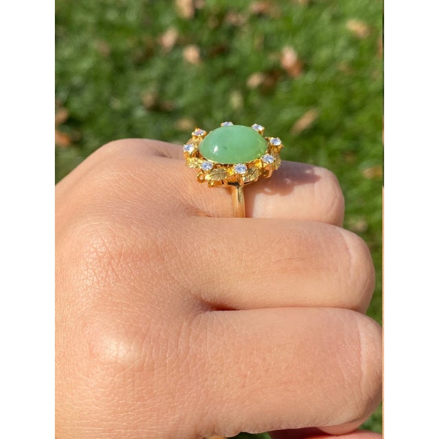 The Molanary: Ladies Vintage Serpentine and Diamond Cocktail Ring in Yellow Gold For Sale - Image 10 of 10