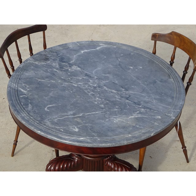 Restoration Pedestal Table with Rotating Marble Top For Sale - Image 15 of 18