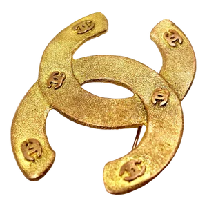 Chanel Vintage Gold Plated Matte Mini CC Large Brooch