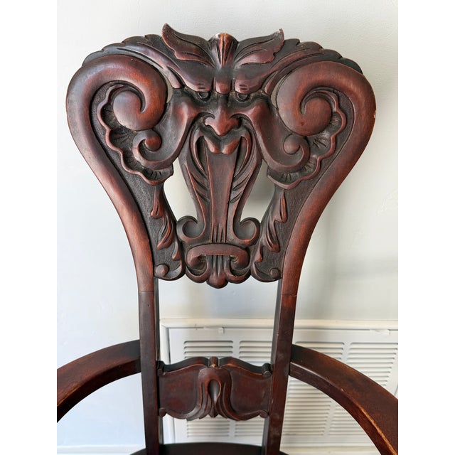Michigan Chair Company, Grand Rapids, MI - Antique North Wind Arm Chair - "Green Man" Circa 1890s to Early 1900s Family...