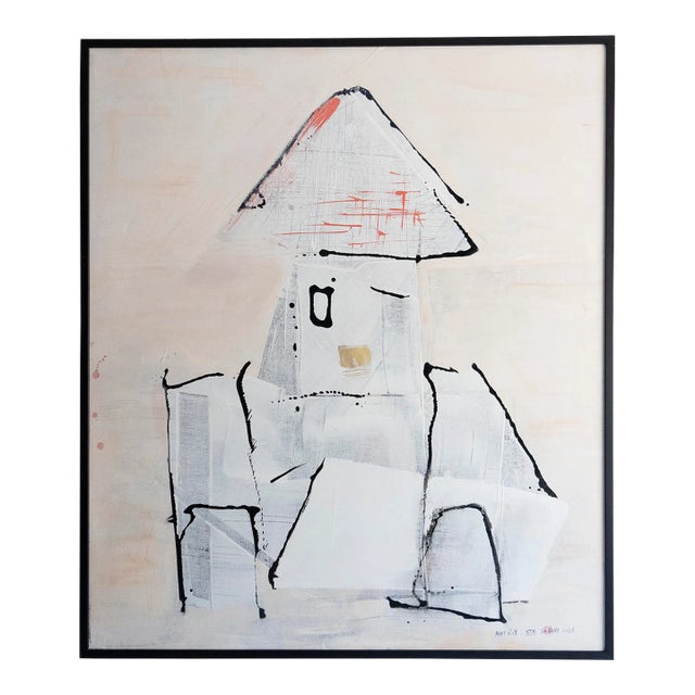 Matrix. XIX Framed Abstract Surreal White Figure Painting For Sale