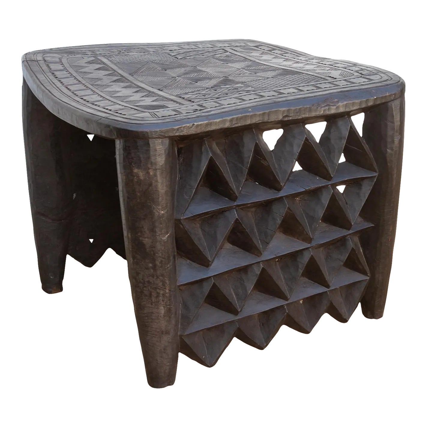 Rare Oversize Carved Nupe Table | Chairish