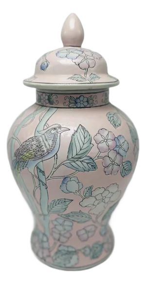 Vintage Pink Chinoiserie Ginger Jar