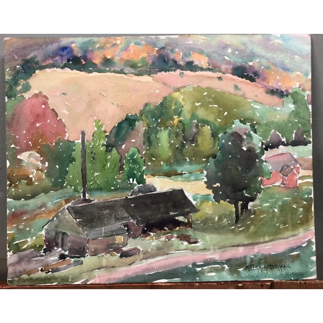 Landscape watercolor titled "The Mill at Shady / Ulster County NY" by William Alexander Drake (1891 - 1979). Signed lower...