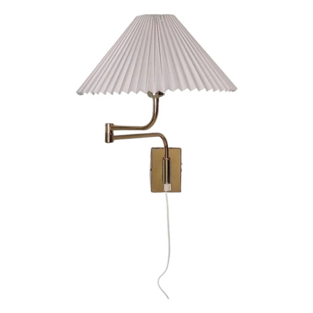 1980s Mid-Century Modern Fagerhults, Articulating Wall Light, Brass, Fabric For Sale
