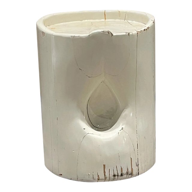 1970s Patinated Pine Wood Stool in the Style of Charlotte Perriand For Sale