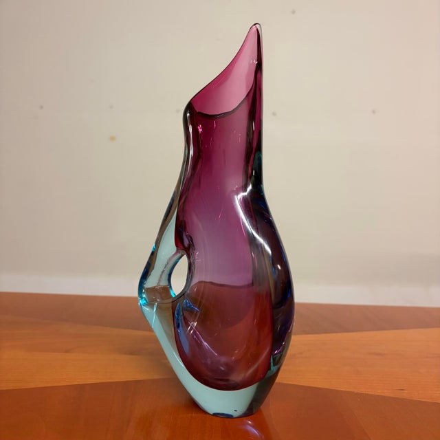 Mid 20th Century Sommerso Murano Art Glass Pitcher/Vase, Attributed to Flavio Poli - Pink & Blue For Sale - Image 5 of 13
