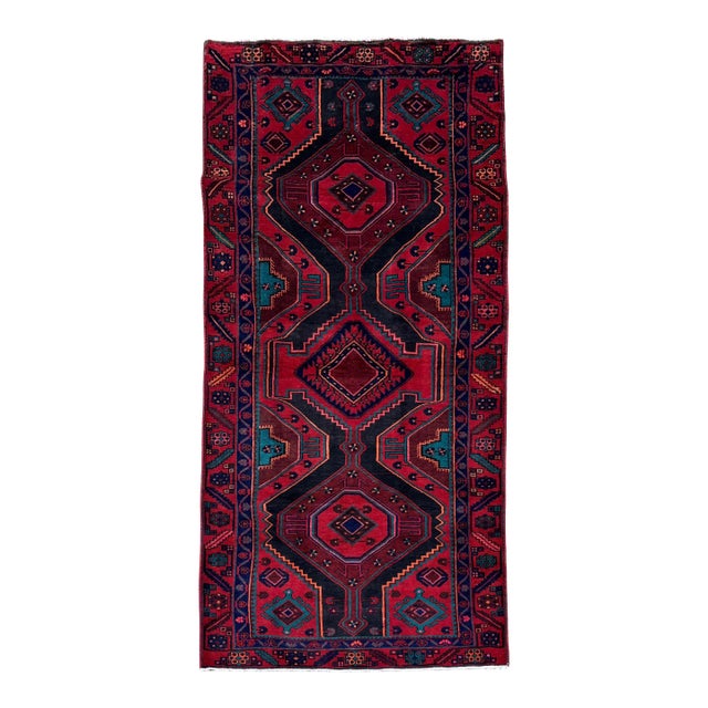 Antique Persian Meshkin Hand-Knotted Runner 3'10" X 9'8" For Sale