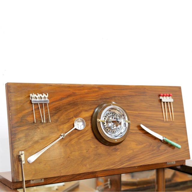 1950s English Walnut & Burl Dry Bar Liquor Cabinet For Sale - Image 13 of 15