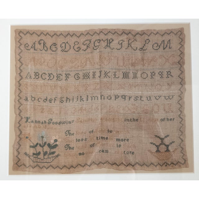 American 19th Century English Schoolgirl's Needlework Embroidered Alphabet Sampler 1826 For Sale - Image 3 of 11