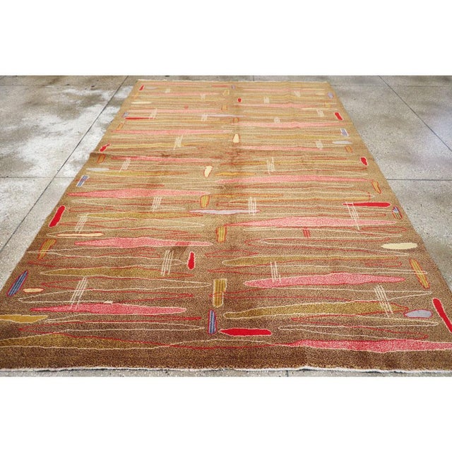 Mid 20th Century Mid-Century Modern Handmade Turkish Room Size Rug in the Style of Atomic Art For Sale - Image 5 of 10