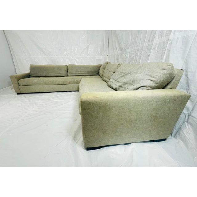 2000 - 2009 Restoration Hardware Linen 2-Piece Sectional Sofa, Modern Rh Corner Couch For Sale - Image 5 of 18