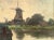 Brown Original Dutch Oil Painting of a Landscape Wind Mills and Canal by Christiaan Pieter Snijders For Sale - Image 8 of 10