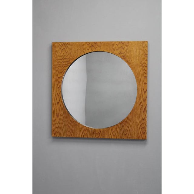 Wood Large Square Mirrors in Oak, Czechoslovakia, 1970s, Set of 2 For Sale - Image 7 of 14