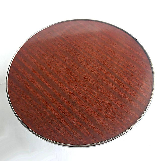 1950s Silver Plate Cake Stand With Faux Wood Formica Surface For Sale - Image 12 of 13