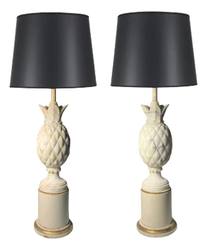 Vintage Pair of Italian Marble / Alabaster Pineapple Lamps