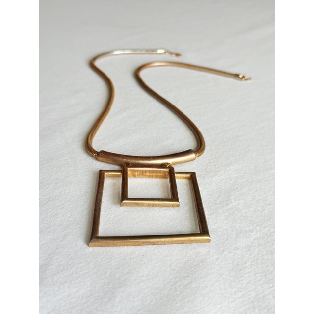 Lisner Vintage 1970s Brutalist Geometric Gold-Tone Pendant Necklace For Sale - Image 4 of 12